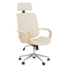 Директорски стол РАДОЙ- снимка отпред, еко кожа, дърво