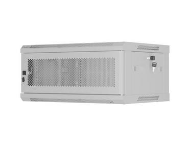 Комуникационен шкаф Lanberg rack cabinet 19' wall-mount 4U/600x450 with perforated door grey (flat pack)