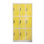 Метален гардероб с 9 отделения 90x45x185 см 3 цвята - жълт, сниман в профил, затворен