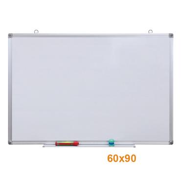 Бяла дъска с алуминиева рамка 60х90 см - снимана отпред, с размери на страните