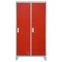 Метален гардероб BTL с 2 отделения 80x40x140 - червен, сниман отпред, затворени врати