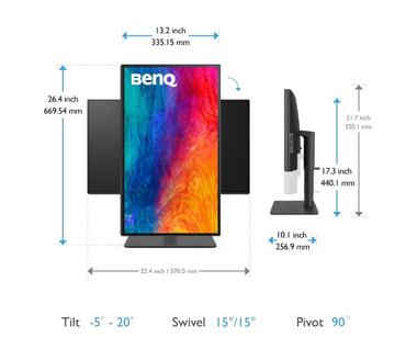 Монитор BenQ PD2506Q  25' IPS, 2560x1440 WQHD, 95% P3, DisplayHDR 400, Uniformity, KVM, MST Daisy Chain, USB-C 65W Power Delivery, HDMI, DP, HAS, eye-care, Factory Calibration, Calman Certification, Panetone Validation, 4-side edge to edge, USB Hub, eye-c