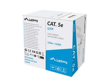 Кабел Lanberg LAN cable CAT.5e utp 100m solid cu grey fluke passed