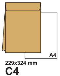 Плик самозалепващ с разширение C4 кафяв крафт 1 бр