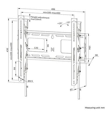 Стойка Neomounts Level-750 Wall Mount (XL, 125 kg, tiltable, tilt guard, connectable, VESA 400x400)