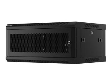 Комуникационен шкаф Lanberg rack cabinet 19' wall-mount 4U/600x450 with perforated door black (flat pack)
