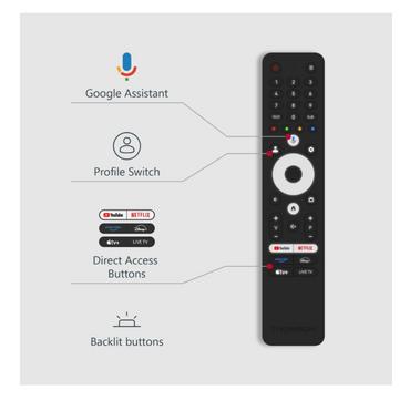 Телевизор Thomson Smart QLED Pro TV 65'; Google TV; 3840 x 2160 (4K UHD), DLED, 144 Hz, DVB-T/T2/C/S/S2, HDR10, Wi-Fi, Bluetooth, LAN, HDMI 4 (2.1), USB 2 (2.0) + 1 (3.0), Central Swivel Stand, Black