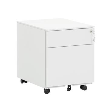 Метален контейнер K BTL с 2 чекмеджета - сниман от ляв ъгъл, със затворени чекмеджета, сив