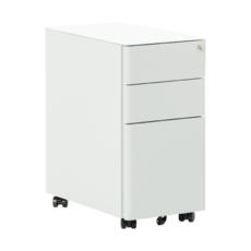 Метален контейнер F BTL с 3 чекмеджета - сив, сниман от ляв ъгъл, затворени чекмеджета