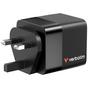 Зарядно устройство Verbatim Mini GaN Charger 65W 2 Port retractable cable display US plugs with EU and UK adaptors