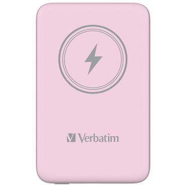 Външна батерия Verbatim MCP-10PK Power Pack 10000 mAh with UBS-C® PD 20W / Magnetic Wireless Charging 15W Pink