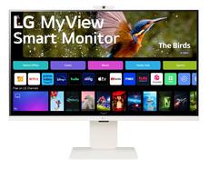 Монитор LG 32SR85U-W, 31.5' IPS Smart webOS, Full HD Web cam, AG, 5ms, 1000:1, 400cd/m, DCI-P3 95%, 4K UHD (3840x2160), ThinQ, HDR 10, HDMI, USB Type-C-PD 90W, Wi-Fi B/in, AirPlay 2, Bluetooth, Speakers 5W x 2, Height Adjustable, Tilt, White