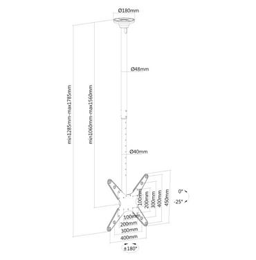 Стойка NewStar Flat Screen Ceiling Mount (Height: 106-156 cm)