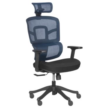 Директорски стол ВЕЛИКО-снимка отстрани, два цвят, черна база, меш