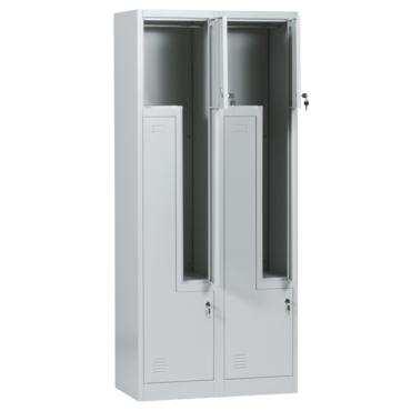 Метален гардероб BTL с 4 отделения 185х80х45 см - сниман отстрани, с отворени горни врати, празен, сив