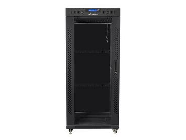 Комуникационен шкаф Lanberg rack cabinet 19' free-standing 27U / 600x800 self-assembly flat pack with glass door LCD, black