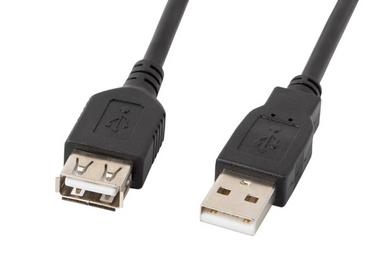 Кабел Lanberg extension cable USB 2.0 AM-AF, 5m, black