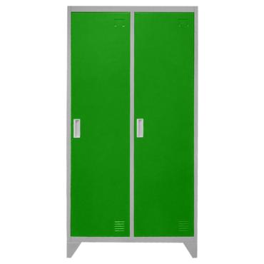 Метален гардероб BTL с 2 отделения 80x40x140 - зелен, сниман отпред, затворен