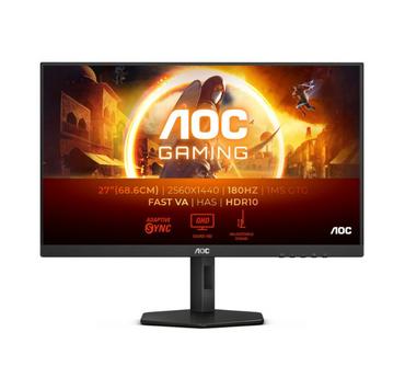 Монитор AOC Q27G4XN, 27' VA WLED, 2560x1440@180Hz, 1ms GtG, 0.5ms MPRT, 300cd m/2, 5000:1, 80M:1 DCR, Adaptive Sync, FlickerFree, Low Blue Light, Tilt, Height Adjust, Pivot, Swivel, 2xHDMI, DP