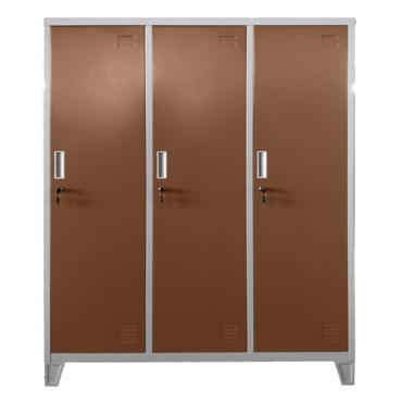 Метален гардероб детски BTL JZ с 3 отделения 150x120x40 см- кафяв, затворе, сниман отпред