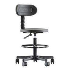 Работен стол МЕГА PU- с ринг, черен полипропилен