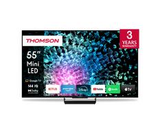 Телевизор Thomson Smart MiniLED TV 55'; Google TV; 3840 x 2160 (4K UHD), 1500000:1, LED, 144 Hz, DVB-T/T2/C/S/S2, HDR10, Wi-Fi, Bluetooth, LAN, HDMI 4 (2.1), USB 2 (2.0) + 1 (3.0), Central Stand, Black