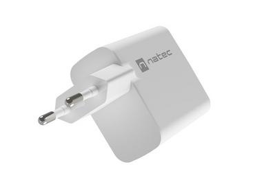 Адаптер Natec USB Charger  Ribera Gan 1X USB-A + 1X USB-C 45W, White