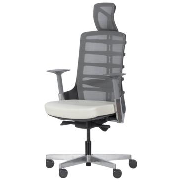 Директорски стол АЛЦЕК-снимка отпред, бяла дамаска