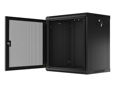 Комуникационен шкаф Lanberg rack cabinet 19' wall-mount 12U/600x450 with perforated door black (flat pack)
