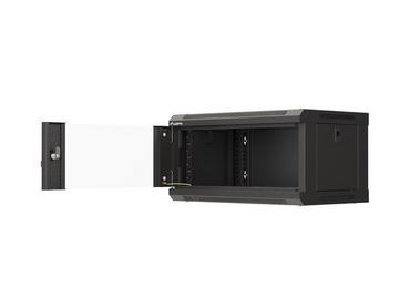 Комуникационен шкаф Lanberg rack cabinet 19' wall-mount 4U/540x350 (flat pack) with glass door black