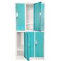 Метален гардероб с 6 отделения 90x45x185 см 3 цвята - тюркоаз, отворени врати, сниман отпред
