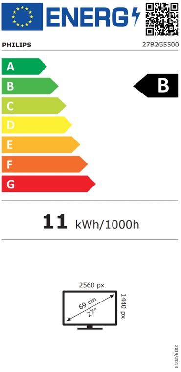 Монитор Philips 27B2G5500, 27' IPS WLED, 2560x1440@100Hz, 4ms GtG, 300cd m/2, 1000:1, 50M:1 DCR, Adaptive Sync, FlickerFree, Blue Light tech., 3Wx2, Tilt, Height Adjust, Pivot, Swivel, 2xHDMI, DP, USB hub
