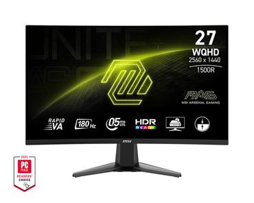 Монитор MSI MAG 27CQ6F, 27', Rapid VA, 180Hz, 0.5ms, WQHD 2560x1440, FreeSync, VRR, Console mode, CEC, Night Vision, Anti-Flicker, LBL, 300 nits, 5000:1, 100M:1, 1x Display Port (1.4), 2x HDMI (2.0b), Headphone out, Tilt, FRAMELESS, VESA