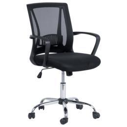 Работен стол ЕМИЛИ- сниман отстрани, черен цвят, меш