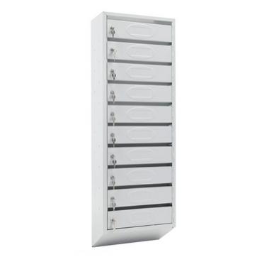 Пощенска кутия PMT PB - 10C KL- сива, с десет индивидуални клетки, снимана отстрани