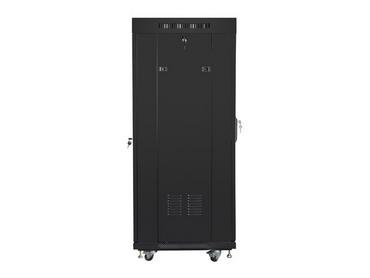 Комуникационен шкаф Lanberg rack cabinet 19' free-standing 27U / 600x600 self-assembly flat pack with glass door LCD, black