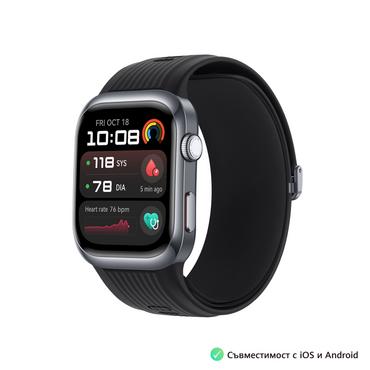 Часовник Huawei Watch D2 LCA-B10, Black , 1.82' Amoled, Airbag/Strap Size 26mm, Ambulatory 24H Blood Pressure, HR monitoring PPG 6.0, Rotating crown, IP68, Speaker&Micophone, Dual-band, Battery 524mAh