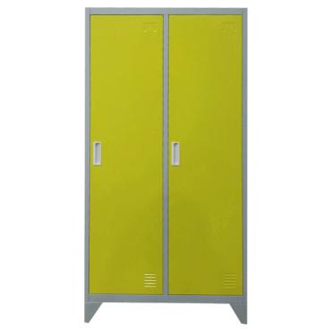 Метален гардероб BTL с 2 отделения 80x40x140 - жълт цвят, сниман отпред, затворени врати