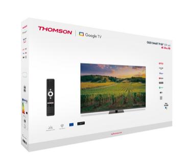 Телевизор Thomson 55' QLED Google TV; 3840 x 2160 (4K UHD), 4000:1, QLED, 60 Hz, DVB-T/T2/C/S/S2, HDR10, Wi-Fi, Bluetooth, LAN, HDMI 2 (2.0) + 2 (2.1), USB 2 (2.0) + 1 (3.0),Central Swivel Stand, Dark gray
