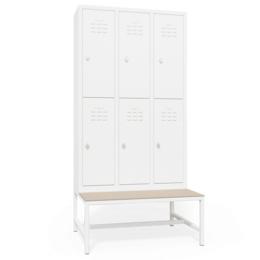 Метален гардероб с пейка BTL CR с 6 отделения 200х98х77 см - сниман отпред, затворени врати