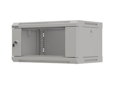 Комуникационен шкаф Lanberg rack cabinet 19' wall-mount 4U/540x350 (flat pack) with glass door grey