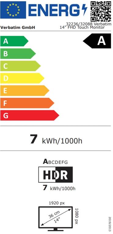 Монитор Verbatim Portable 14' FHD Touch Monitor LIGHT with Wireless Power Supply incl. Power Bank 5000mAh