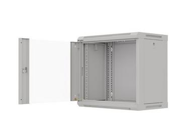 Комуникационен шкаф Lanberg rack cabinet 19' wall-mount 9U/540x350 (flat pack) with glass door grey
