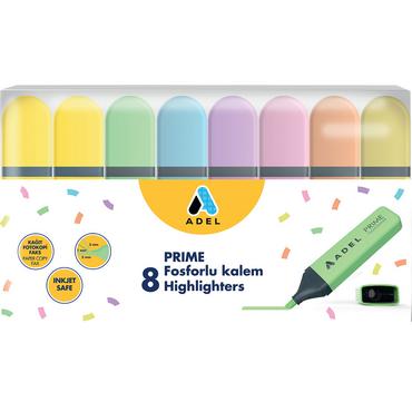 8 броя текст маркери Adel 2 неонови + 6 пастелни цвята