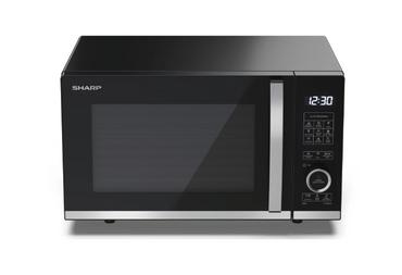 Микровълнова печка Sharp YC-QG204AE-B, Semi Digital, Flatbed,  Built-in microwave grill, Grill Power: 1000W, Plastic and Glass/Painted, 20l, 800 W, Housing Material MicrowaveSteel, LED Display White, Timer & Clock function, Child lock, Defrost, Cabinet Co