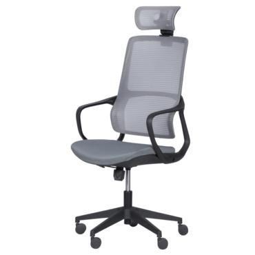 Директорски стол ВАРДЕНА- сив цвят меш, полипропиленова кръстачка