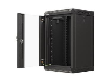 Комуникационен шкаф Lanberg rack cabinet 10' wall-mount 9U/300x300 (flat pack) with glass door black
