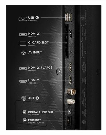 Телевизор Hisense 55' E7Q Pro, 4K Ultra HD 3840x2160, QLED, Quantum Dot, 144Hz, HDR 10+ adaptive, HLG, Dolby Vision, DTS Virtual X, Smart TV, WiFi 5GHz, WiFi Direct, BT, Anyview Cast, 3xHDMI, 2xUSB, LAN, CI+, DVB-T2/C/S2, Black