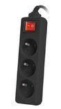 Разклонител Lanberg power strip 3m, 3 sockets, french with circuit breaker quality-grade copper cable, black