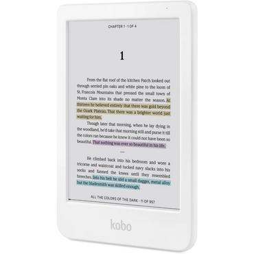 Четец за Е-книги Kobo Clara Colour e-Book Reader, E Ink Kaleido touch screen 6 inch colour, 1448 x 1072 pixels, 16 GB, 1000 MHz/512 MB, 1 x USB C, Greutate 0.172 kg, Wireless Da, Comfort Light, 12 different fonts and over 50 font styles, White